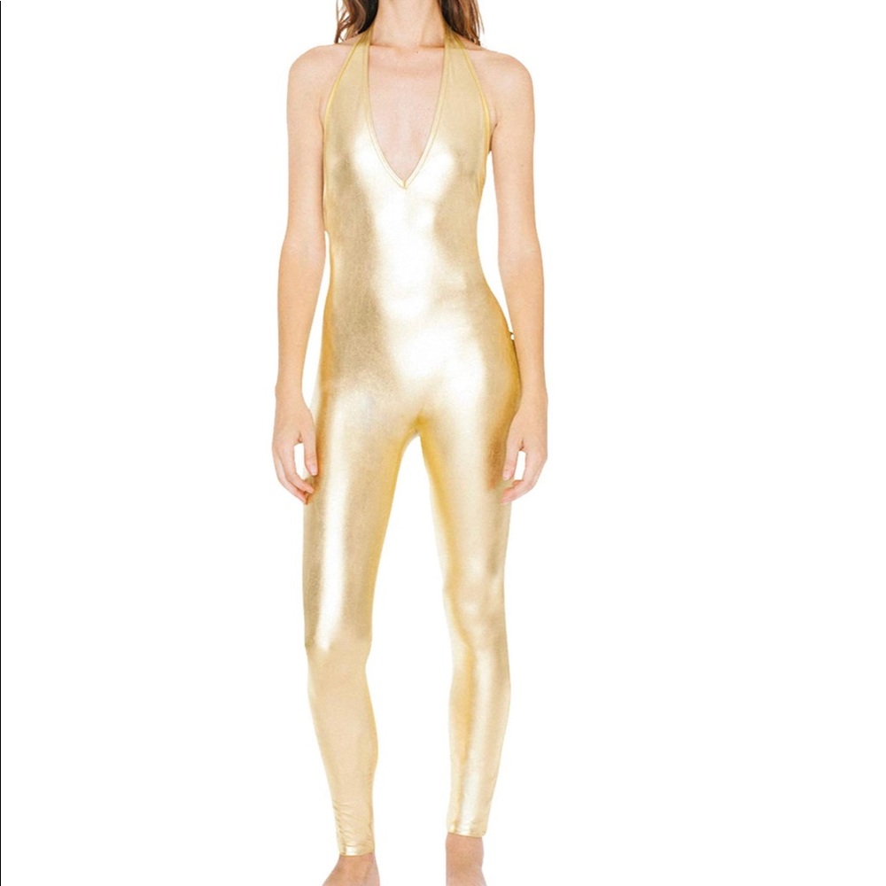 American Apparel Metallic Halter Catsuit